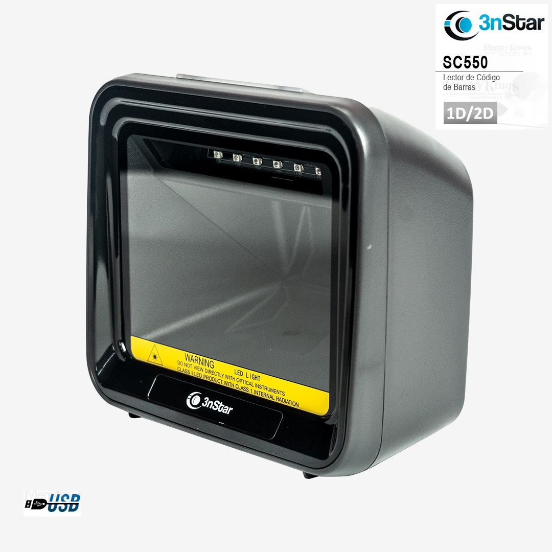 SCANNER CODIGO DE BARRAS 3NSTAR SC550 OMNIDIRECCIONAL 2D, LECTURA AUTOMÁTICA USB