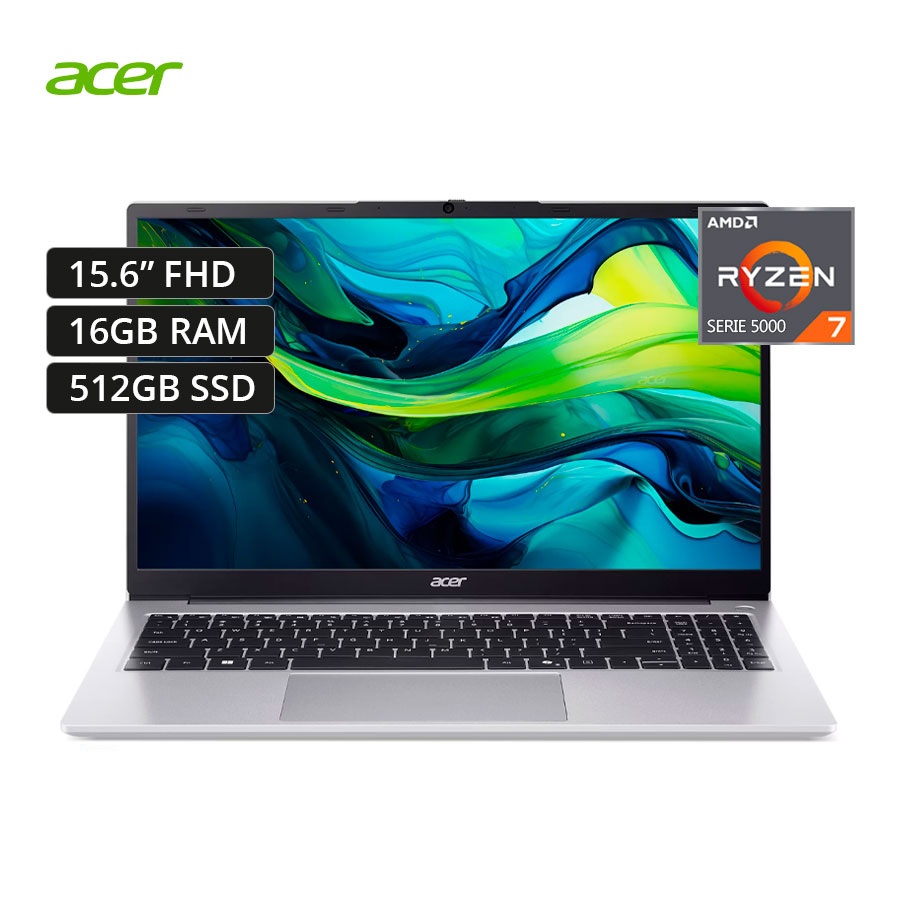 COMPUTADORA PORTÁTIL ACER ASPIRE LITE AL15-41P-R27P AMD R7 5700U, Memoria 16GB,512GB SSD, Pantalla 15.6",SIN S.O