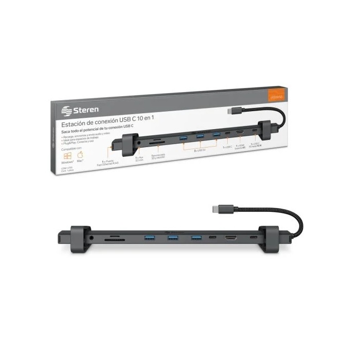 ESTACION DE CONEXION STEREN COM-4755 USB C 10 EN 1