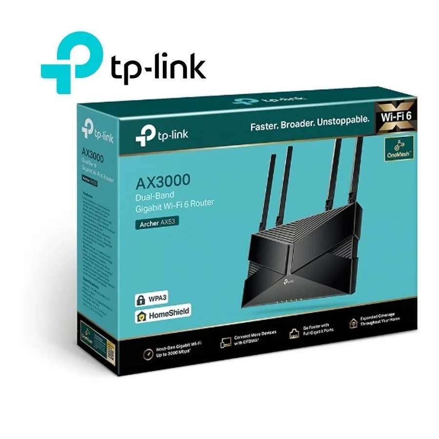 ROUTER TPLINK ARCHER AX53 WIFI6 AX300 MBPS 4 PUERTOS GIGABIT 4 ANTENAS