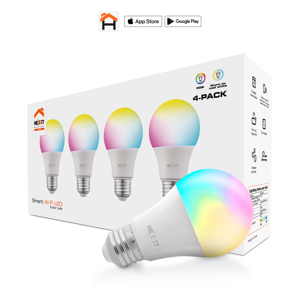 BOMBILLO NEXXT INTELIGENTE NHB-C110 4PK SMART WIFI LED COLOR BULB RGB 110V