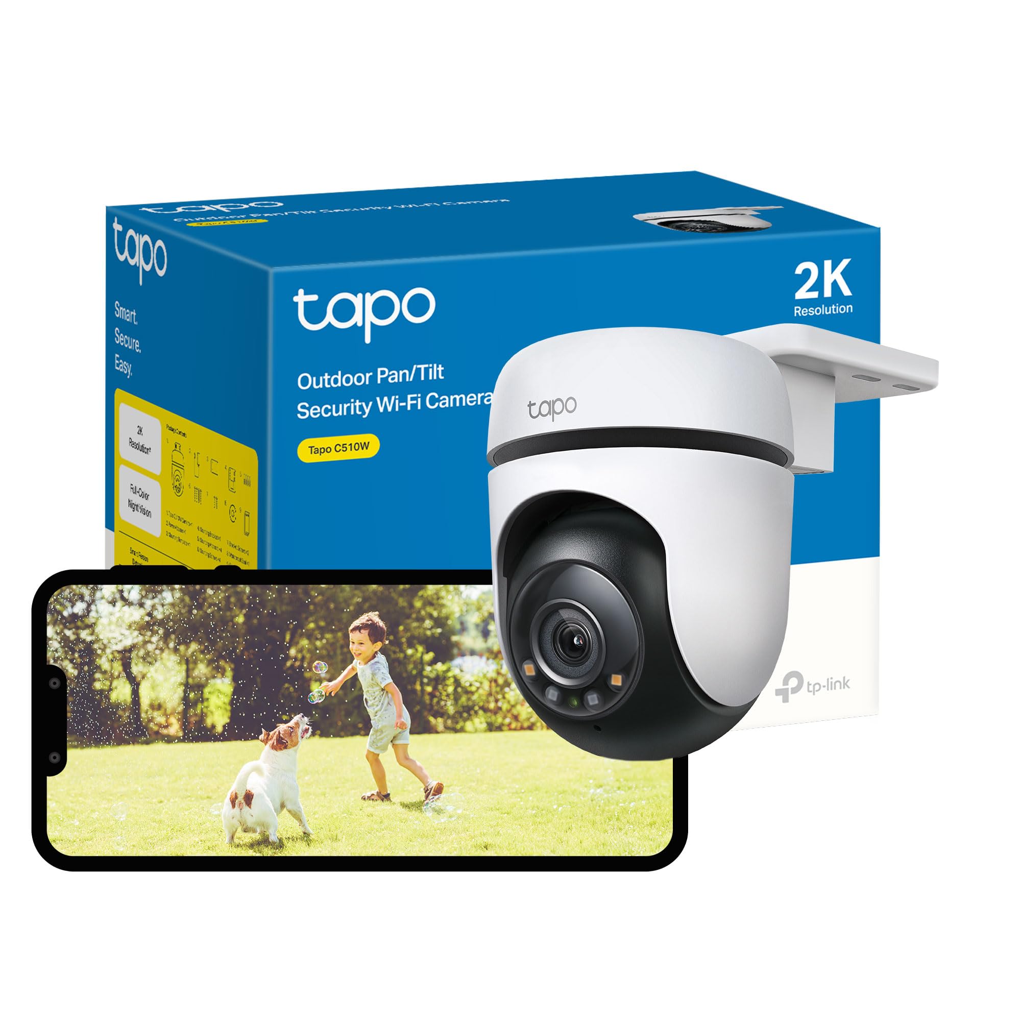 CAMARA DE SEGURIDAD TPLINK TAPO C510W INTELIGENTE WIFI 360 GRADOS 2K NIGHT VISION COLOR IP65 EXTERIOR