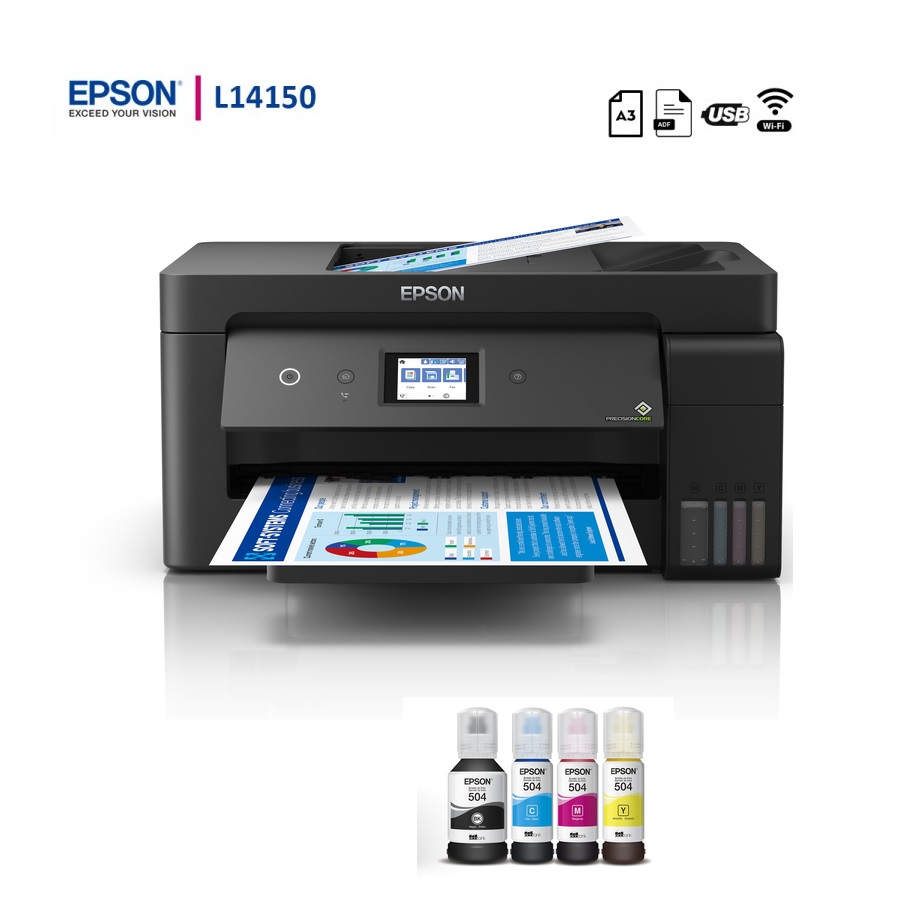 SISTEMA DE TINTA ORIGINAL EPSON L14150 INALÁMBRICA MULTIFUNCION DUPLEX,FAX,COPIA, FORMATO A3 (1A o 12000pag)