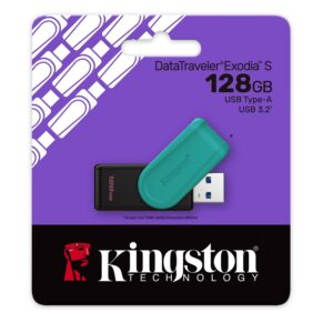 FLASH MEMORY KINGSTON 128GB EXODIA DT S BLACK TURQUESA