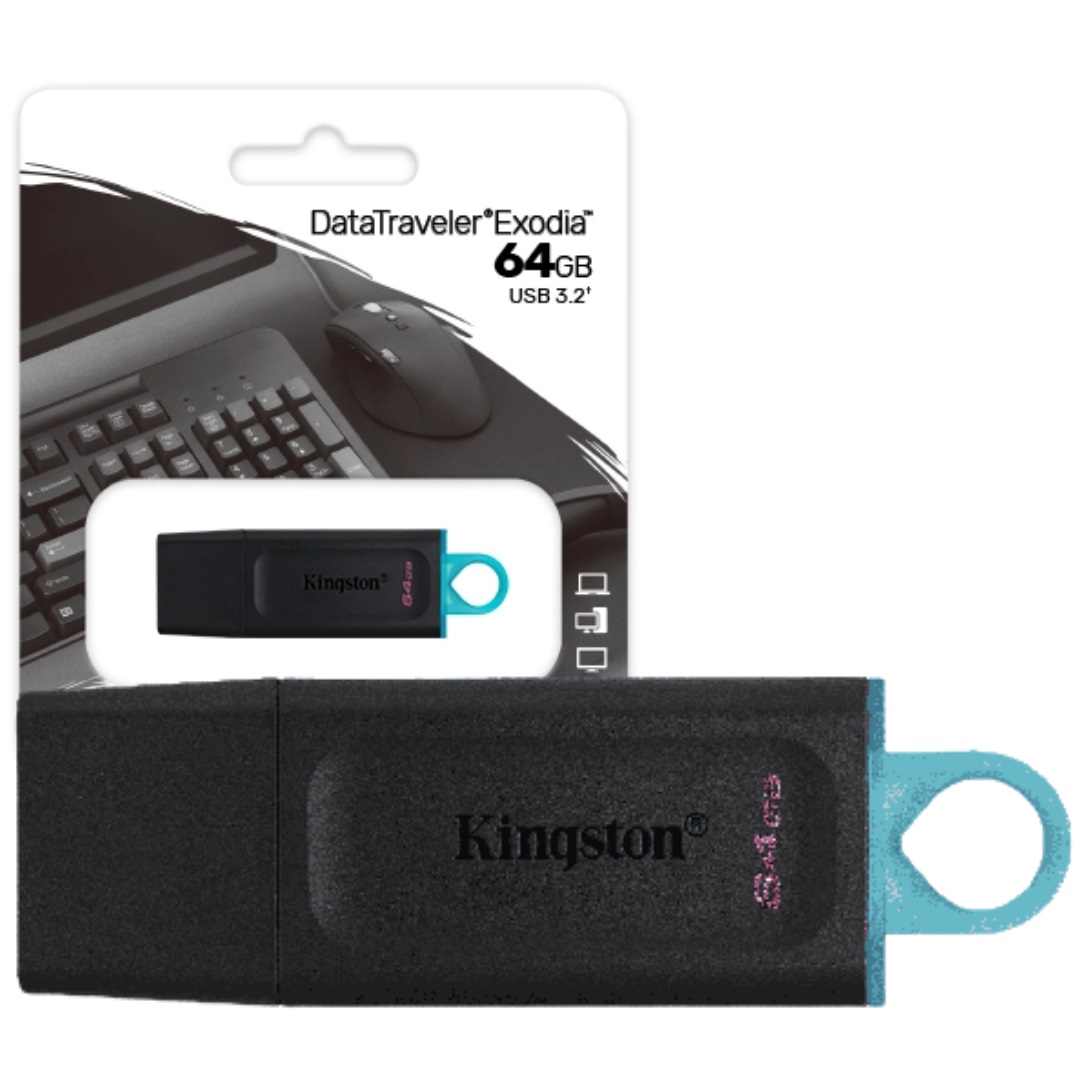 FLASH MEMORY KINGSTON 64GB, Y 128GB DTX EXODIA USN 3.2