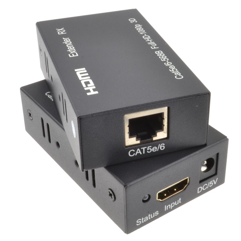 EXTENSOR DE SEÑAL HDMI DE 60M CON CABLE UTP CAT.5E / CAT.6