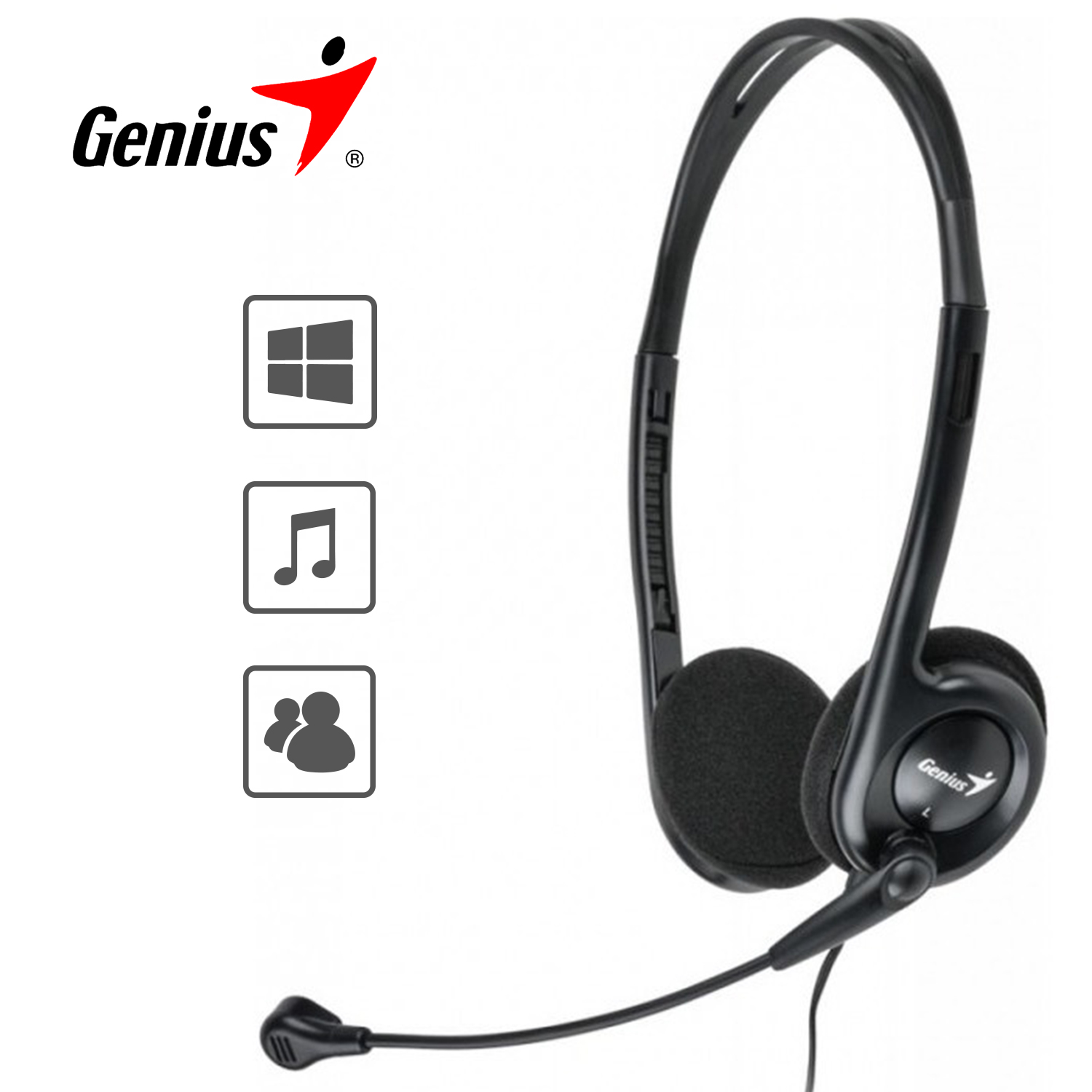 HEADSET GENIUS HS-200C CON MICROFONO CONECTOR 3.5M BLACK