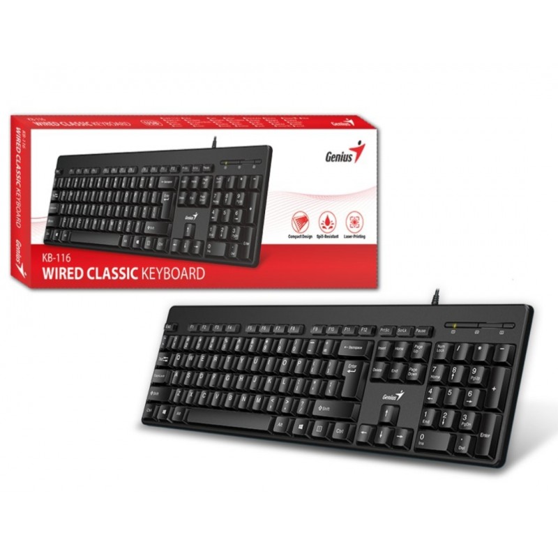 TECLADO GENIUS KB-116 USB BLACK SP