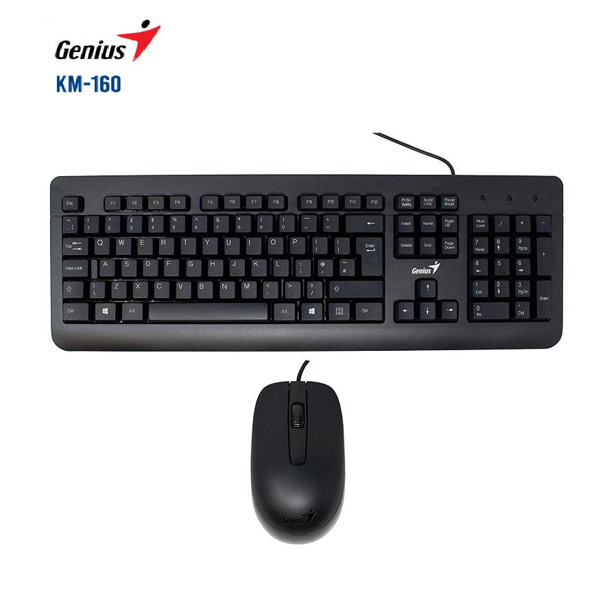 TECLADO GENIUS KM-160 USB+MOUSE BLACK