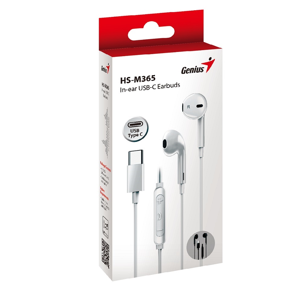 HEADPHONE GENIUS HS-M365 IN-EAR USB-C BLACK