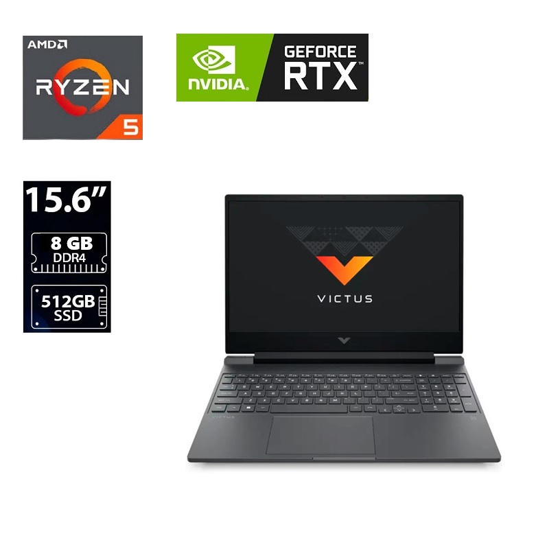 COMPUTADORA PORTÁTIL HP VICTUS GAMING 15-FB3012LA AMD RYZEN 5 8645HS 8GB,512GB SSD,RTX3050 DE 6GB,15.6",SIN S.O