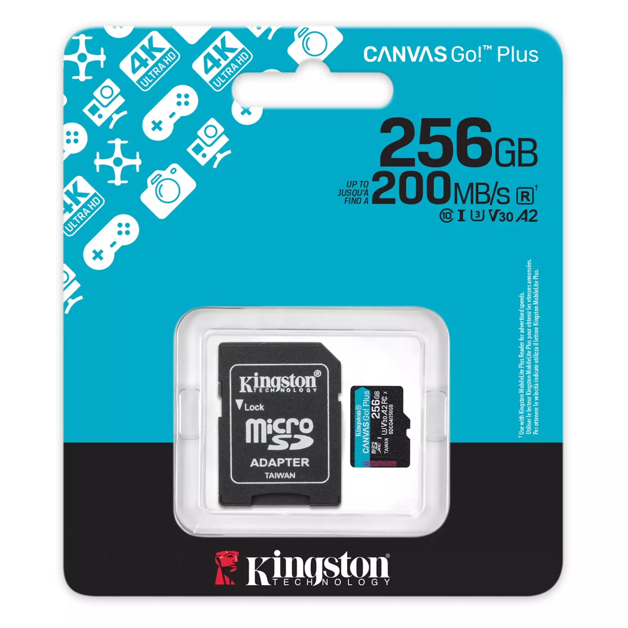 MICRO SDXC KINGSTON 256GB CANVAS GO PLUS GEN4 200MB/S A2 U3 V30