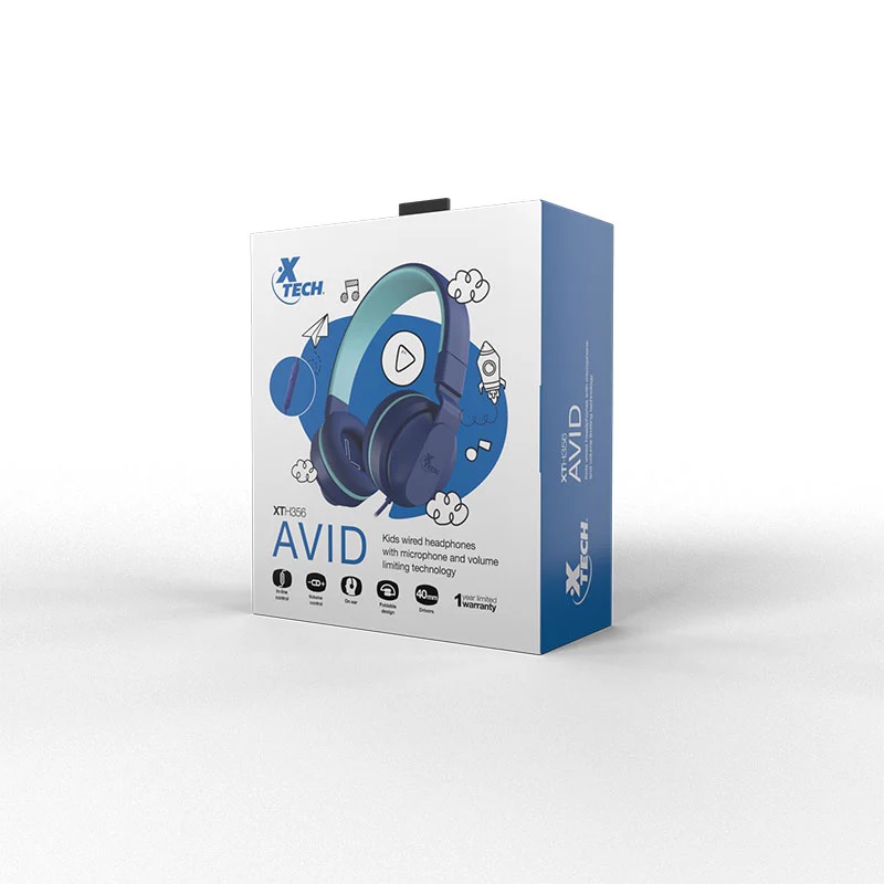 HEADSET XTECH XTH-356 AVID KIS WIRED WITH MIC. BLUE