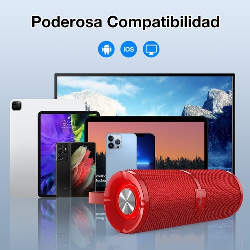 PARLANTE 1HORA BLUETOOTH PORTATIL B0C060R RED