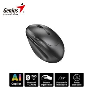 MOUSE GENIUS ERGO 8350S WIRELESS DUALAI VERTICAL 55G SILENCIOSO SILVER