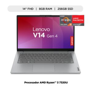 COMPUTADORA PORTÁTIL LENOVO V14 G4 AMN AMD RYZEN 3 7320U 8GB,256GB SSD,14",SIN S.O