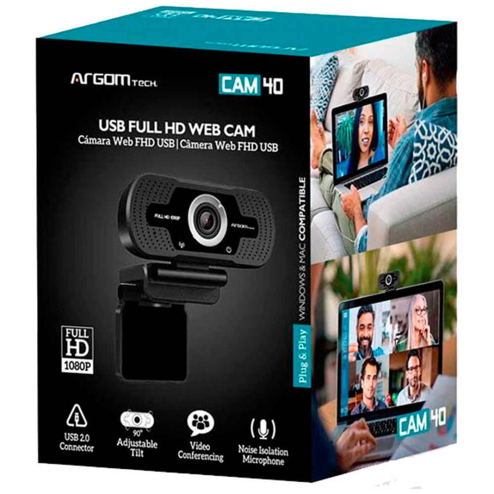 CAMARA WEB ARGOM ARG-WC9140BK A00533 1080P MICROFONO USB 2.0 BLACK