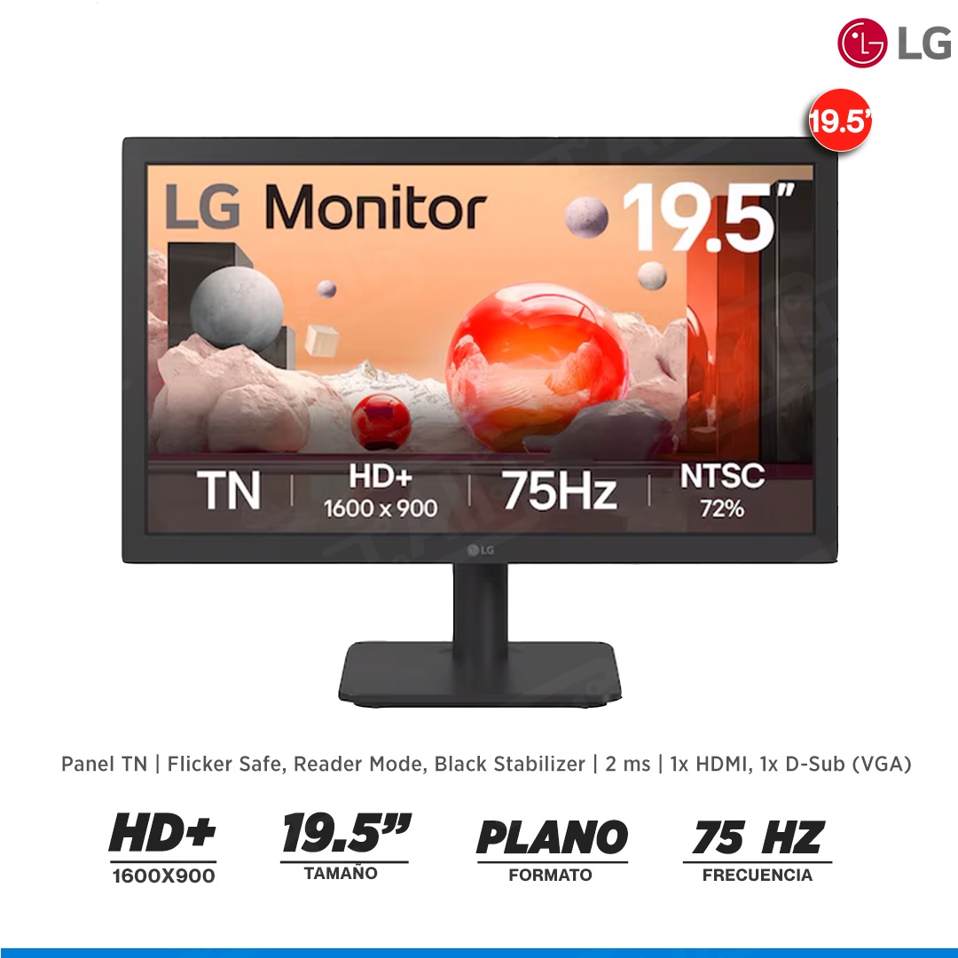 MONITOR LG 19.5" MOD.20U401A-B TN HD 1600x900P 75HZ HDMI VGA
