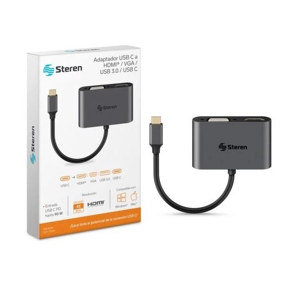 ADAPTADOR STEREN USB-5265 USB C A HDMI,VGA,USB 3.0,USB C