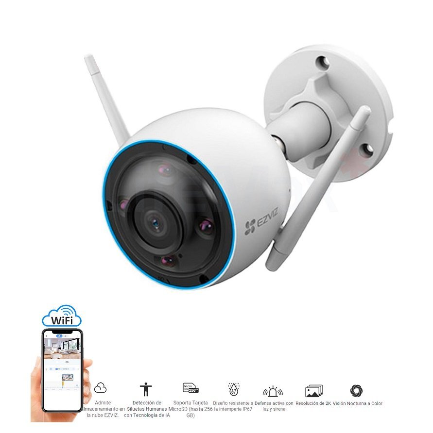 CAMARA INTELIGENTE EZVIZ H3 3MP IP TUBO SELLADA 2K RESOLUCION