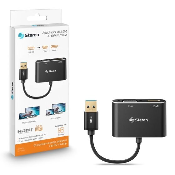 ADAPTADOR STEREN COM-476 USB 3.0 A HDMI/VGA