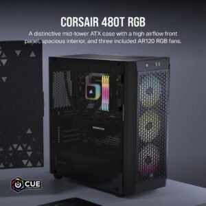 CASE CORSAIR ATX 480T GAMING RGB AIRFLOW TEMPERED GLAS 3 VENT. BLACK