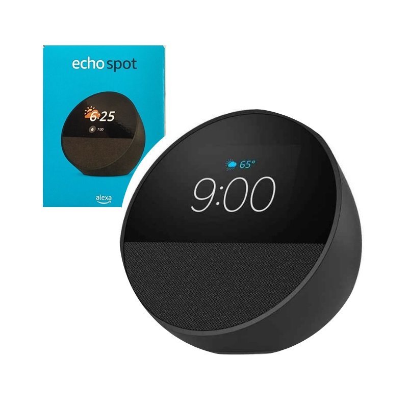PARLANTE AMAZON ECHO SPOT SMART ALARM CLOCK WITH VIBRANT SOUND AND ALEXA BLACK (6M)