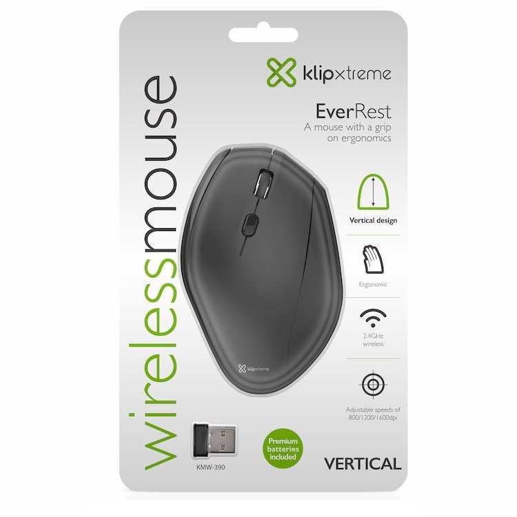 MOUSE KLIPX KMW-390 VERTICAL WIRELESS 2.4GHz BLACK