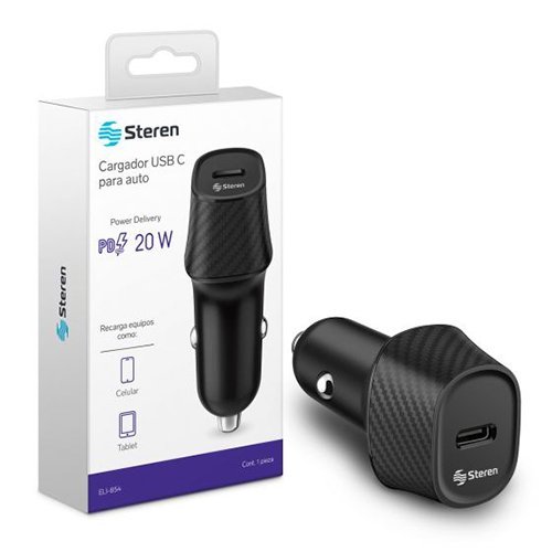 CARGADOR PARA AUTO STEREN ELI-854 USB C CON POWER DELIVERY 20W