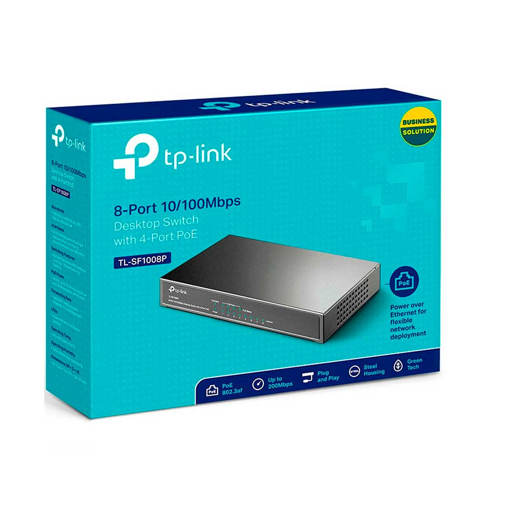 SWITCH TPLINK TL-SF1008P 8 PUERTOS 10/100 DESKTOP 4PUERTOS POE