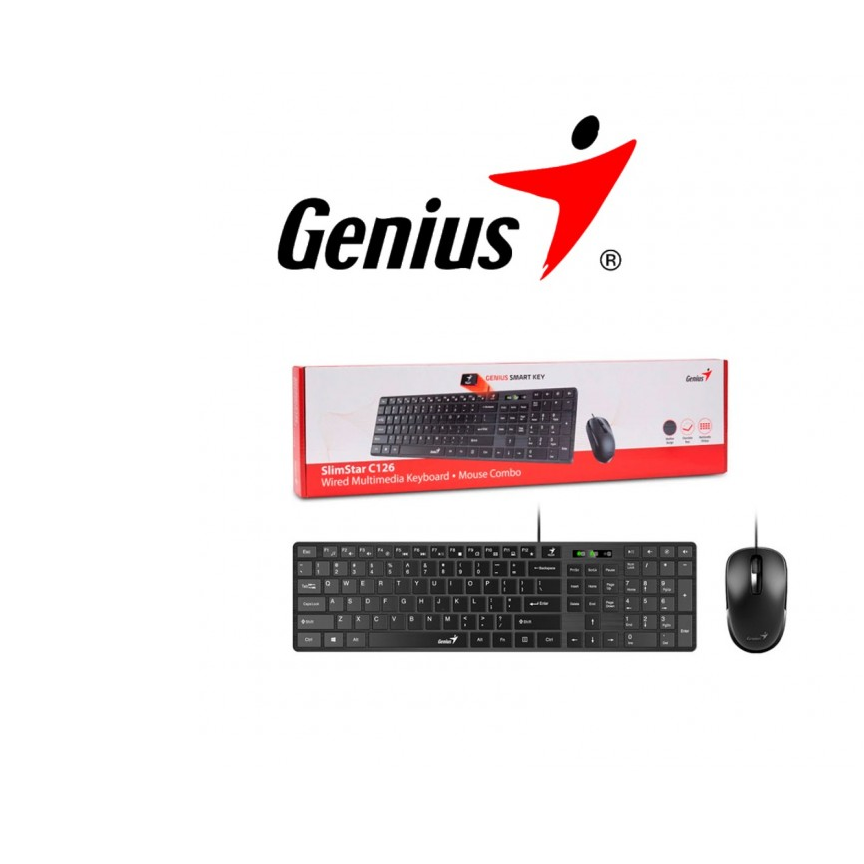 TECLADO GENIUS+MOUSE SLIMSTAR C126 WIRED USB BLACK