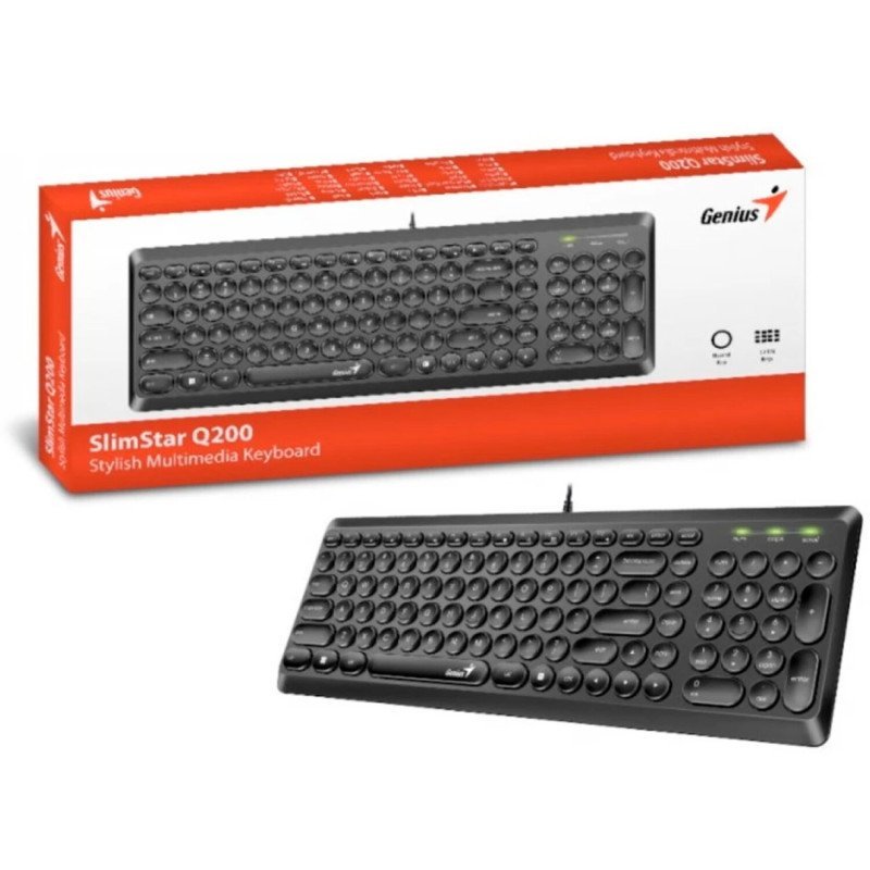 TECLADO GENIUS SLIMSTAR Q200 WIRED USB BLACK