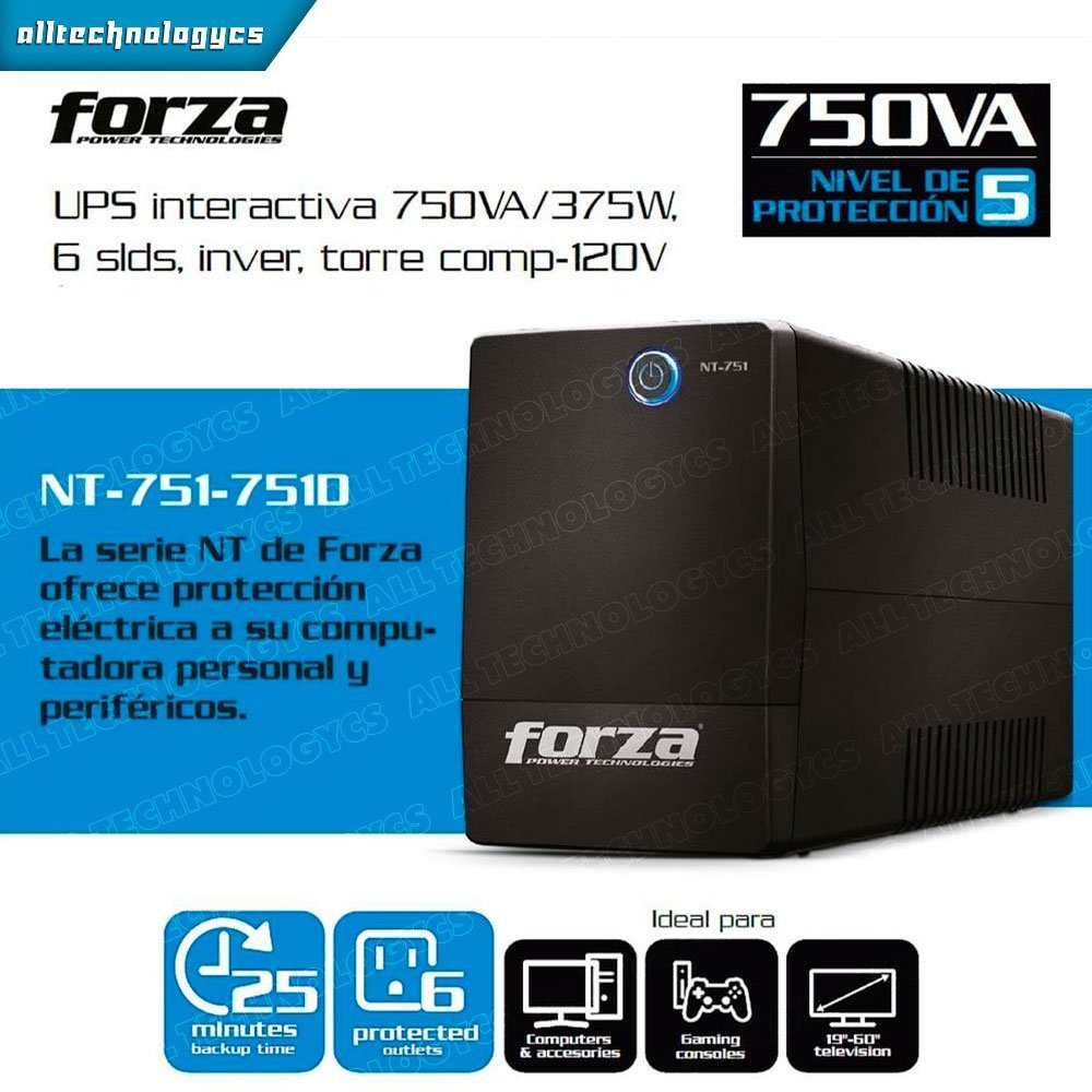 UPS FORZA NT-751 750VA/375W 120V 6 TOMAS RJ11