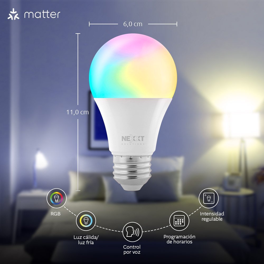 BOMBILLO NEXXT NHB-C110M LED SMART WIFI A19 REGULABLE TEC MATTER 1 UNID