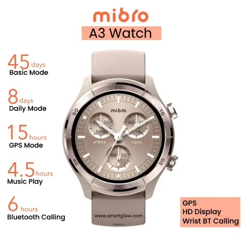 SMART WATCH MIBRO A3 MOCHA BT 5.3 LLAMADAS 1.39"TFT 2ATM GPS 100MODOS