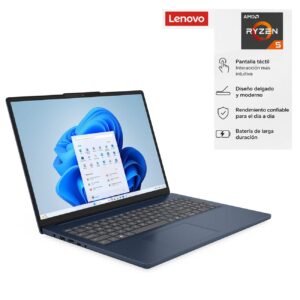COMPUTADORA PORTÁTIL LENOVO IP 3 SLIM 15AMN8 AMD RYZEN 5 7520U Memoria16GB,512GB SSD, Pantalla 15.6"TACTIL,SIN S.O