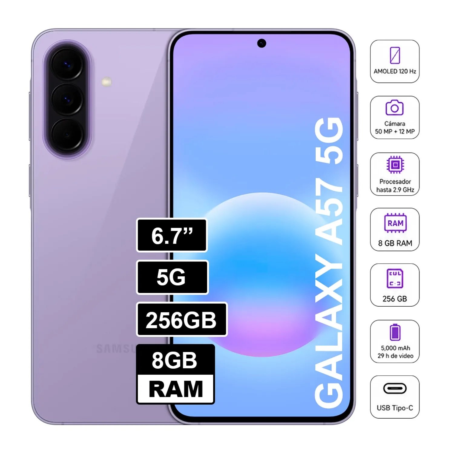 CELULAR SAMSUNG A576B/DS 5G, 8GB/256GB,6.7"AMOLED,50MP