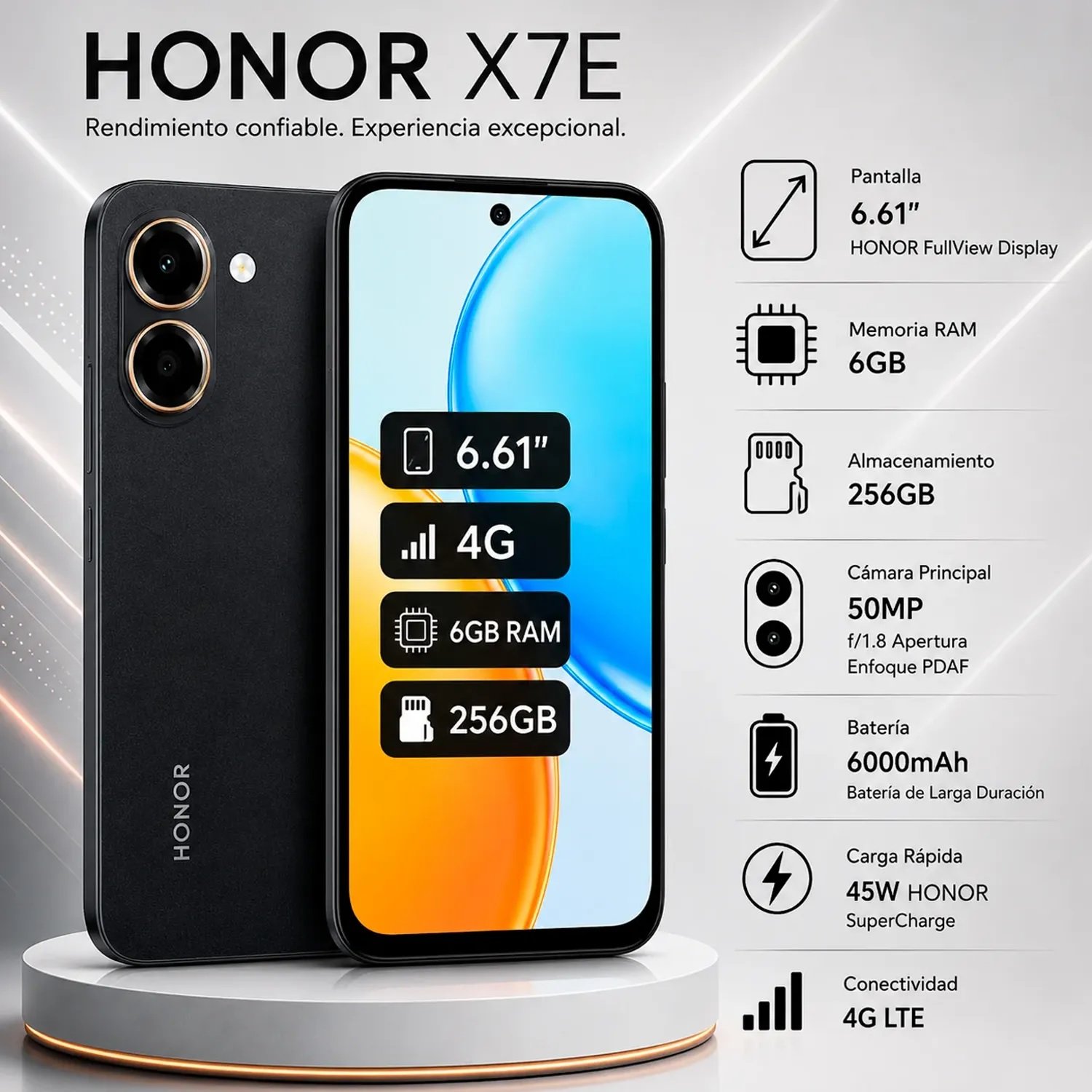 CELULAR HONOR X7E MOD.LAB-LX3 G81 ULTRA 6GB,256GB,6.61"