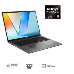 COMPUTADORA PORTÁTIL ASUS S16 M3607HA-RP253 AMD RYZEN 9 270 Memoria 16GB,512GB SSD, Pantalla 16",SIN S.O