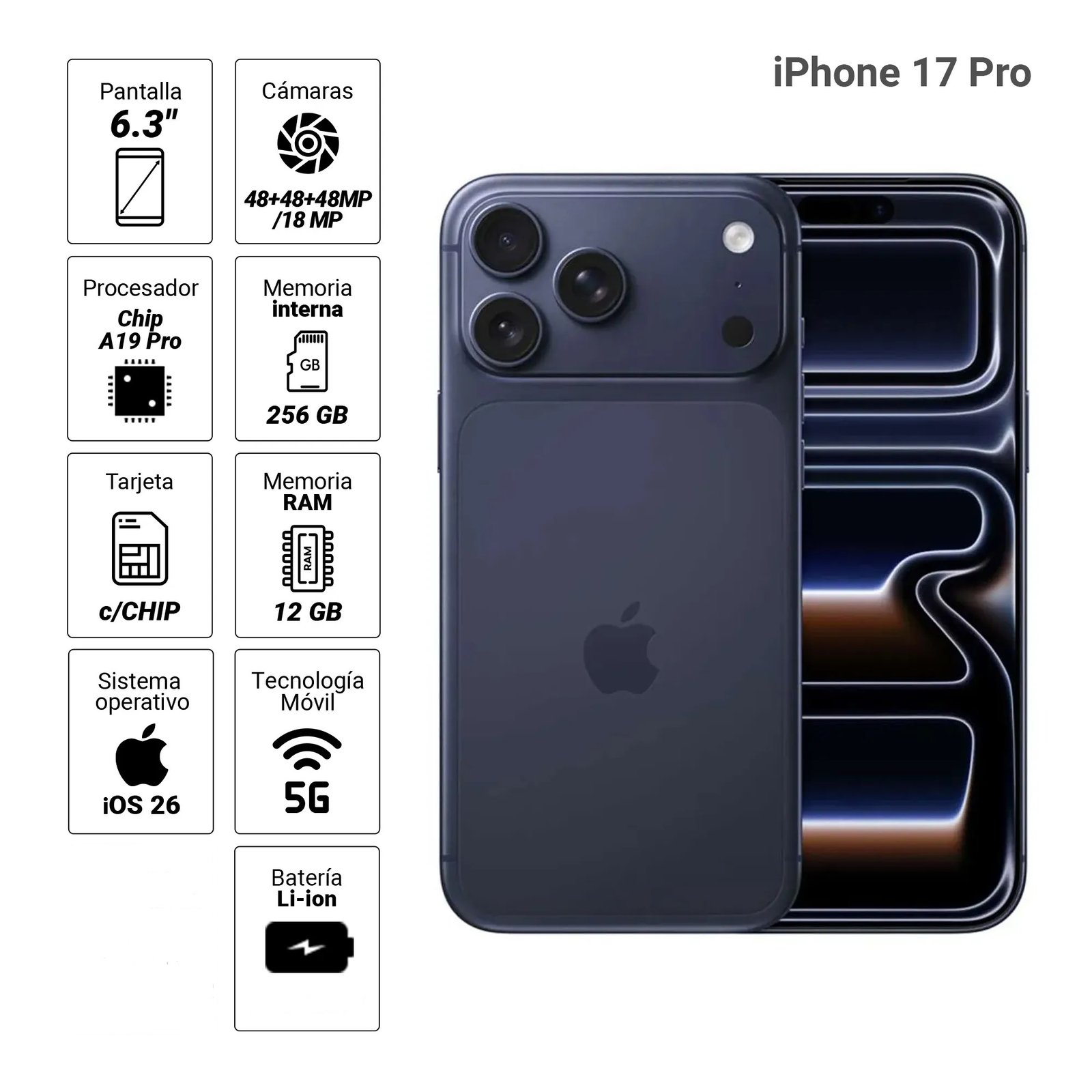 CELULAR APPLE iPHONE 17 PRO MG7M4LL/A 6-CORE A19 256GB 5G 6.3"