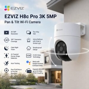 CAMARA EZVIZ H8C PRO 3K 5MP PANTIL EXTERIOR L 4MM CON AUDIO BIDIRECCIONAL ALARMA ACTIVA ROJA Y AZUL