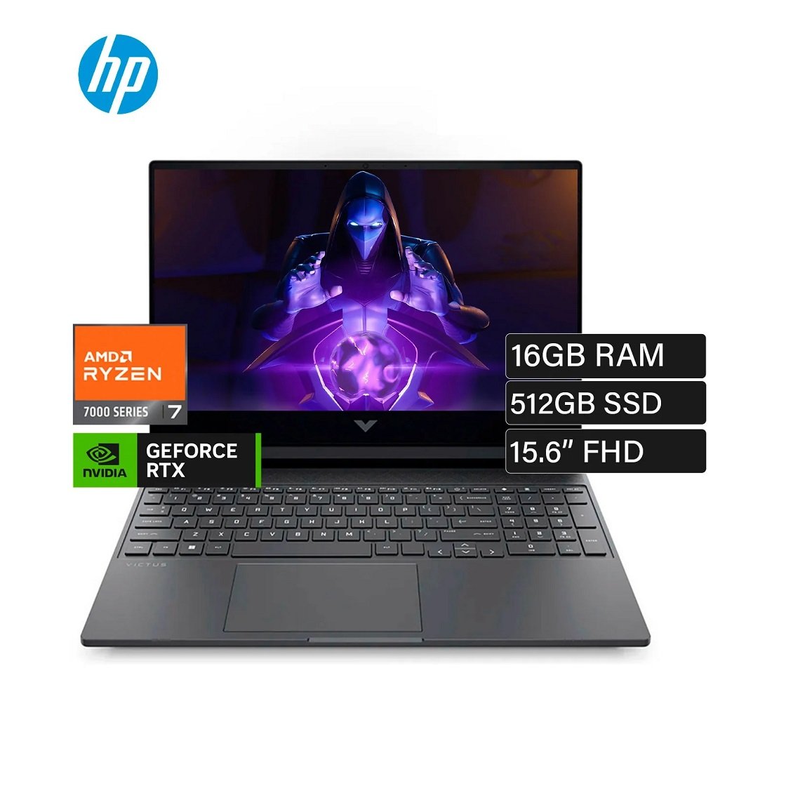COMPUTADORA PORTÁTIL HP VICTUS GAMING 15-FB3019LA AMD RYZEN 7 7445HS Memoria 16GB,512GB SSD,RTX3050 DE 6GB, Pantalla 15.6",SIN S.O