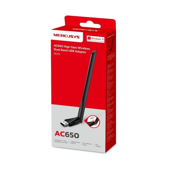 ADAPTADOR MERCUSYS MU6H USB WIRELESS DUAL BAND HIGH GAIN AC650
